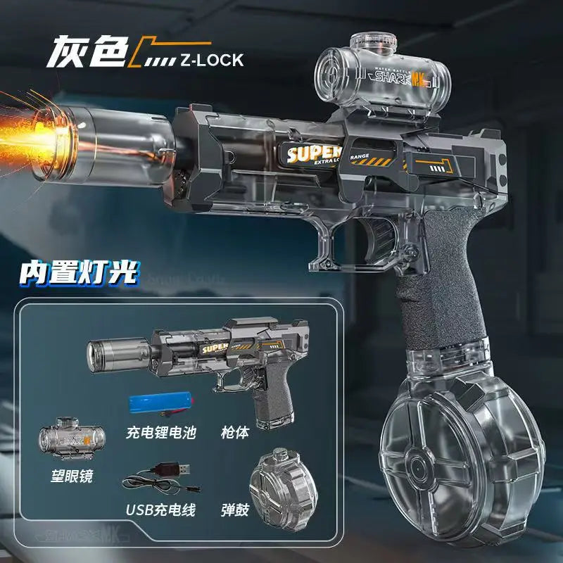 Electric Water Gun Light Up Automatic Squirt  Long Range Water Gun Summer Outdoor Beach Pool Party For Adults And Kids Toy Gifts