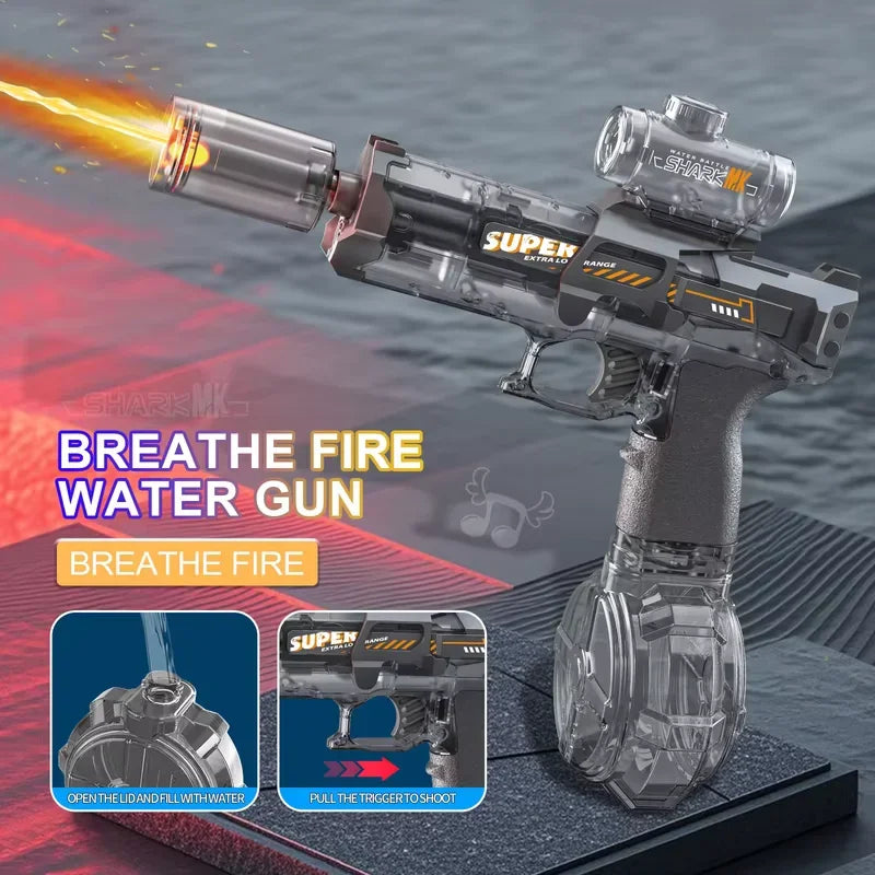 Electric Water Gun Light Up Automatic Squirt  Long Range Water Gun Summer Outdoor Beach Pool Party For Adults And Kids Toy Gifts
